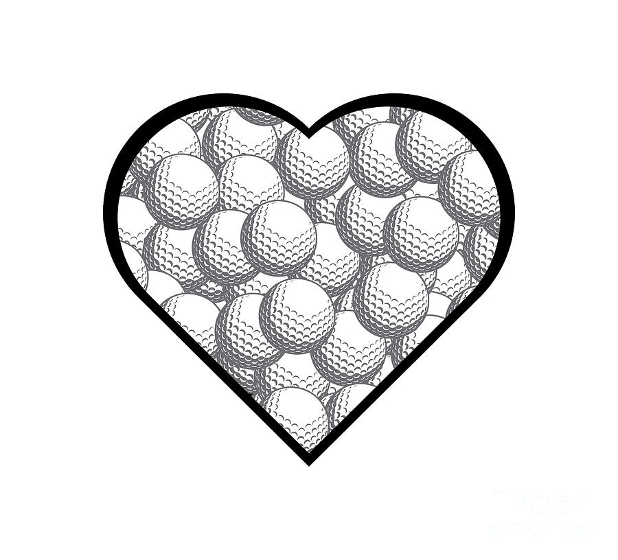 Golf Heart Love Design Digital Art