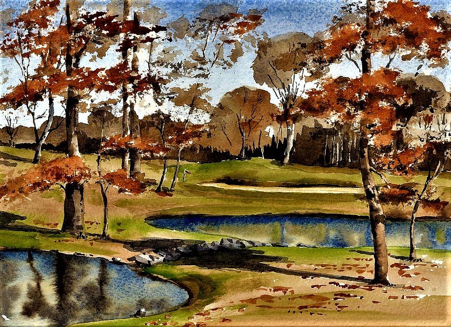 Golf in Mount Juliet Painting by Val Byrne