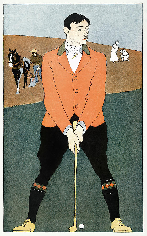 Edward Penfield Drawing - Golf Player 1898 by Edward Penfield