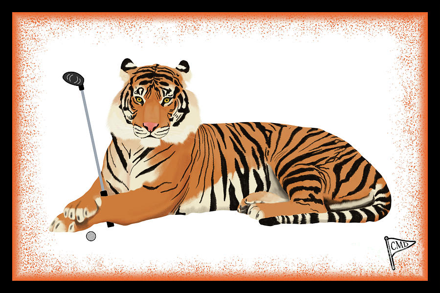 Golf Digital Art - Golf Tiger Orange by College Mascot Designs