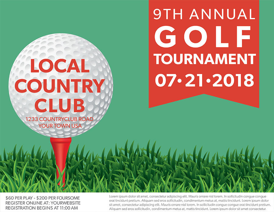 Golf Tournament Invitation Flyer With Grass And Ball Drawing by Diane555