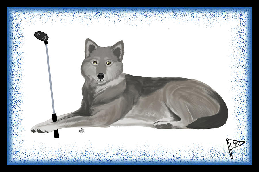 Golf Wolf Blue Digital Art