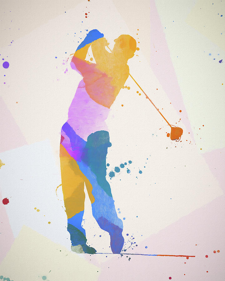 Golfer Color Splash Painting by Dan Sproul