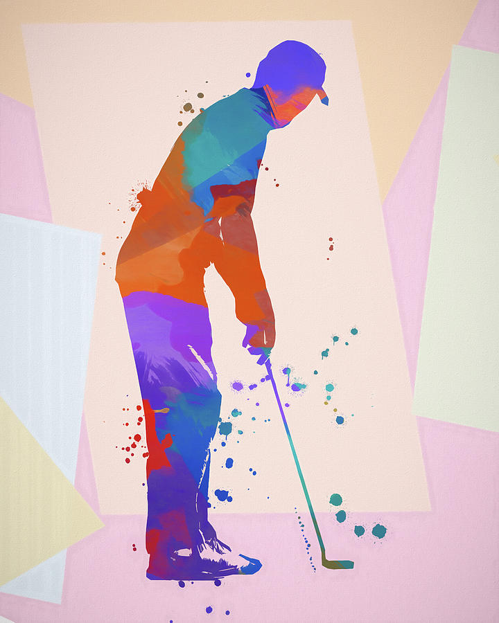 Golfer Paint Splash Painting by Dan Sproul