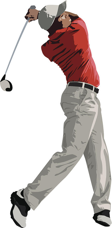 Golfer Swinging Club Drawing by Jhorrocks
