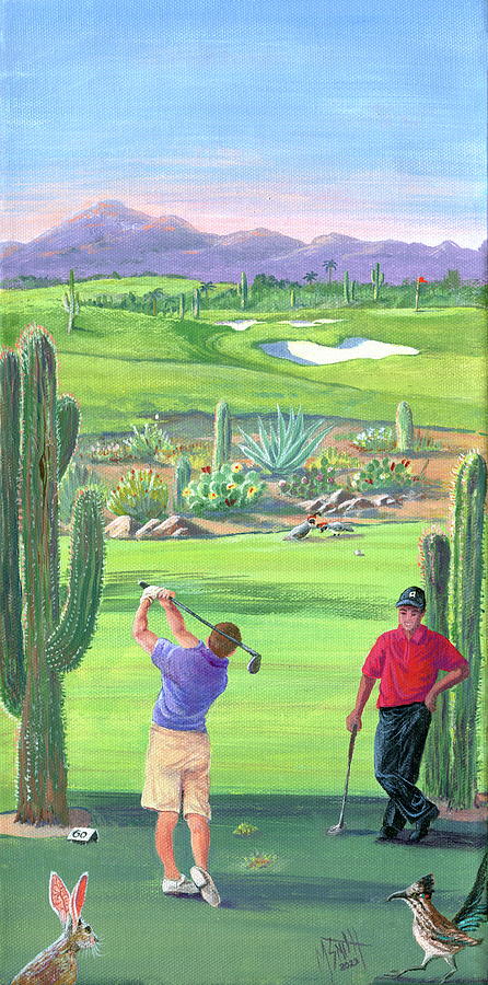 Golfing Buddies Painting by Marilyn Smith