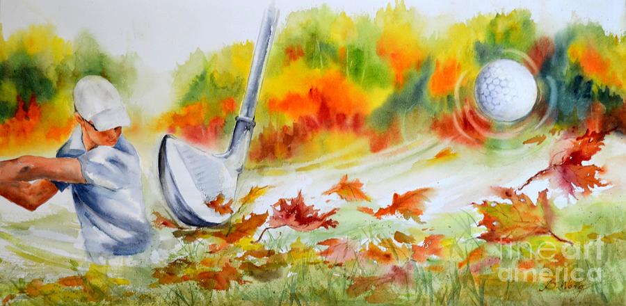 Golfing in Fall ambience Painting by Betty M M Wong