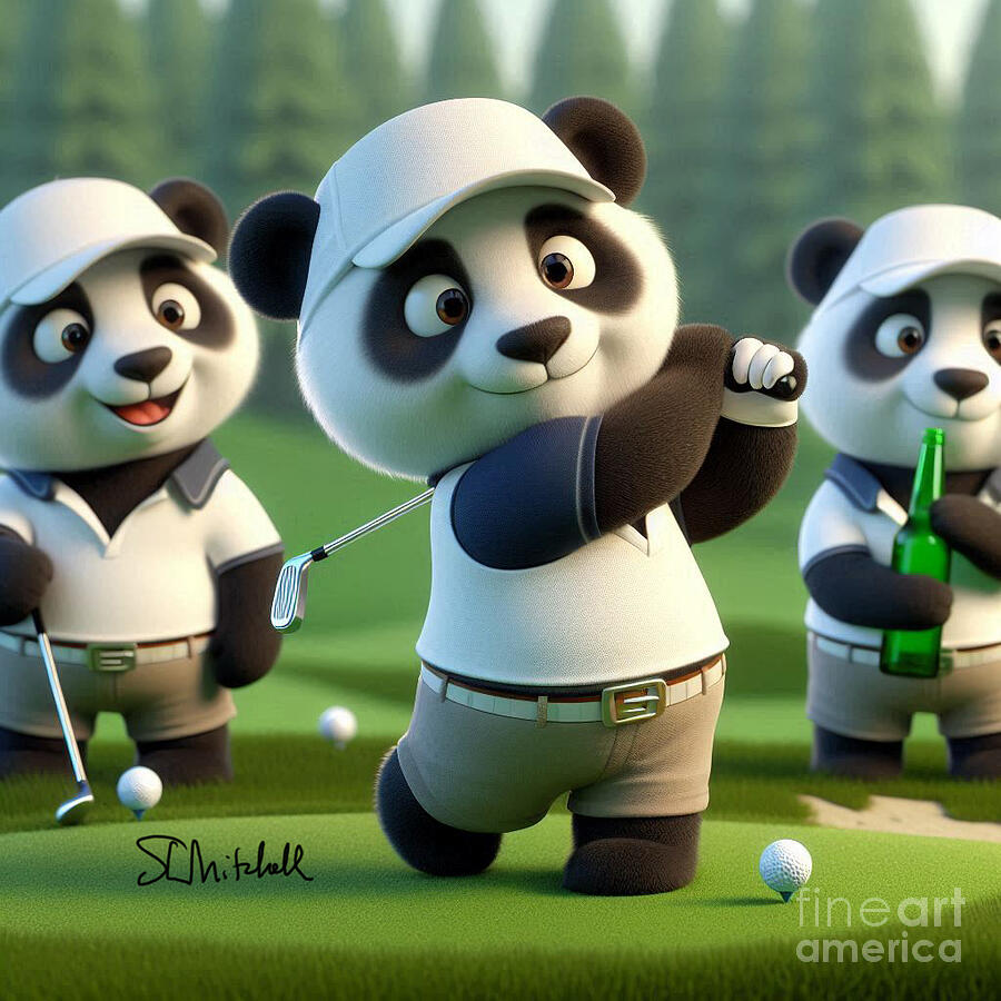 Golfing Teddys #1 Digital Art by Steve Mitchell Golfing Teddys #1 Digital Art by Steve Mitchell
