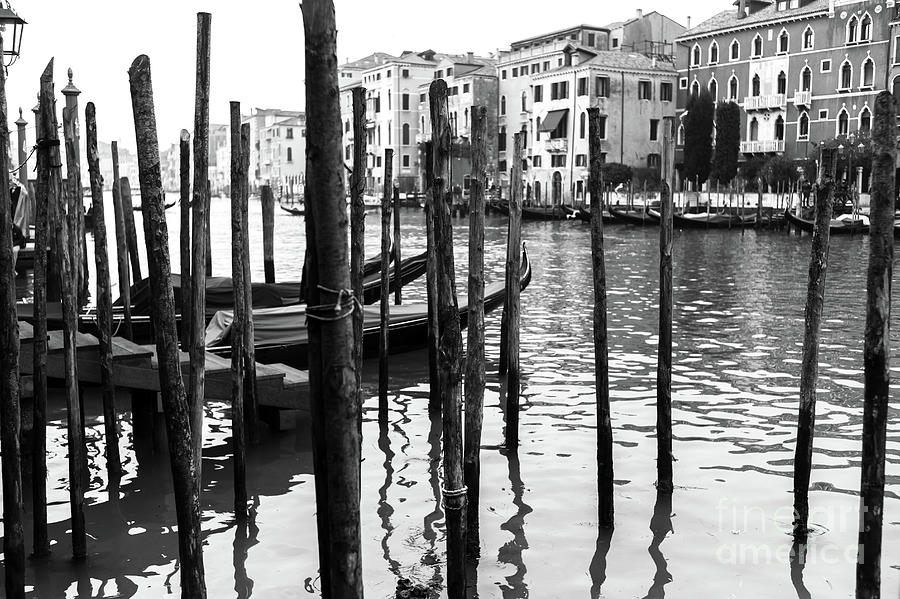 Gondola Dock on the Grand Canal Venice Photograph by John Rizzuto
