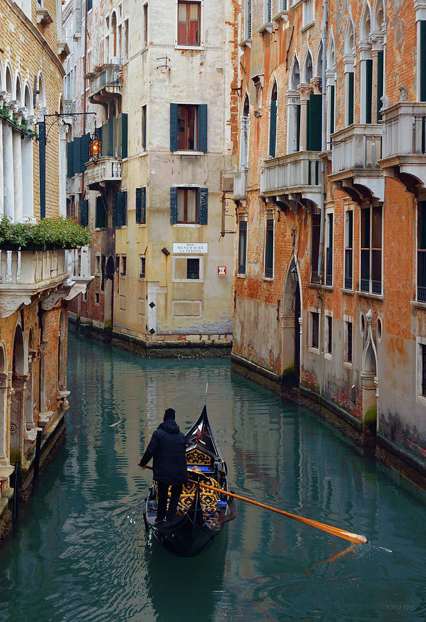 Architecture Photograph - Gondola on the Venice Canal by Kathy Yates