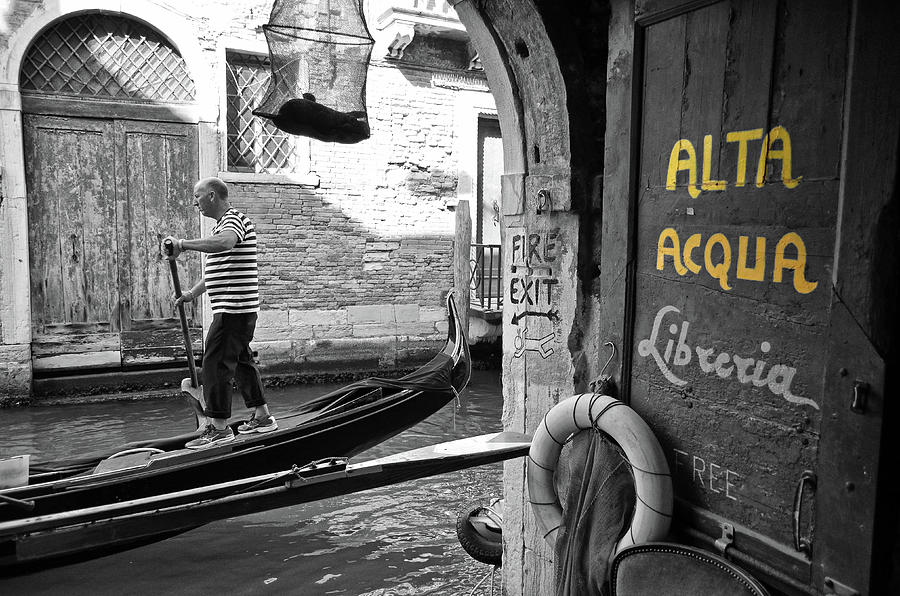 Gondola Passing by Alta Acqua in Venice Italy Color Splash Photograph by Shawn OBrien