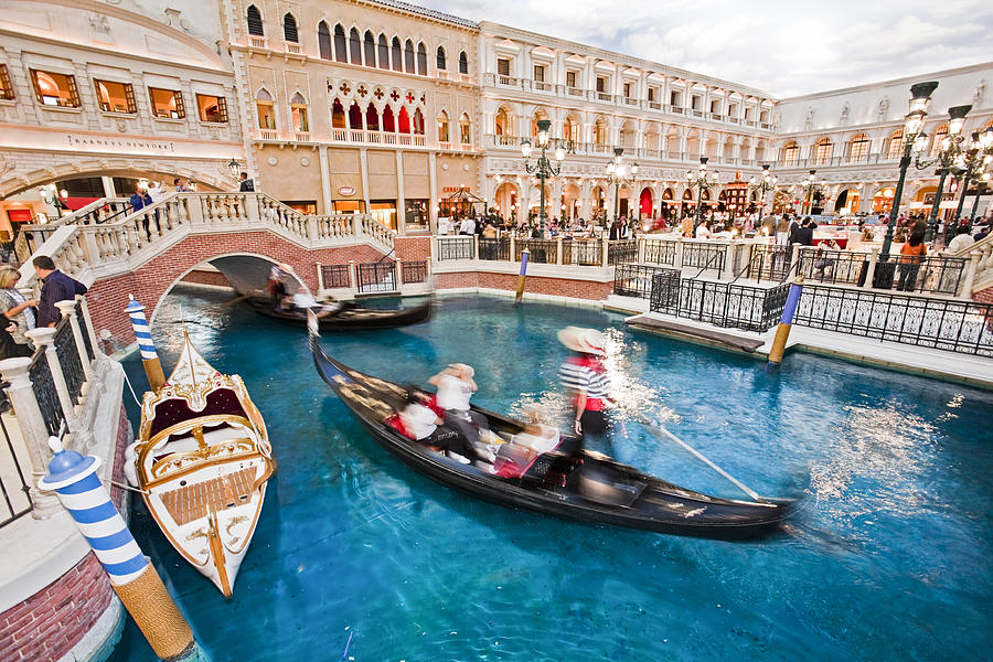 Gondola rides at Venetian Hotel. Photograph by Eddie Brady