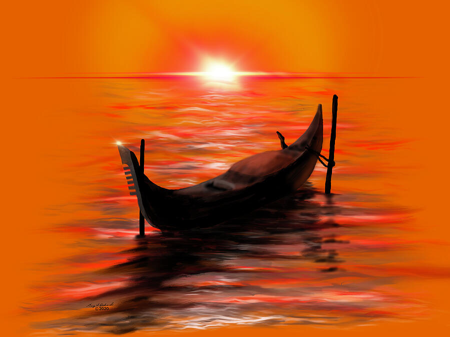 Gondola Sunset Digital Art