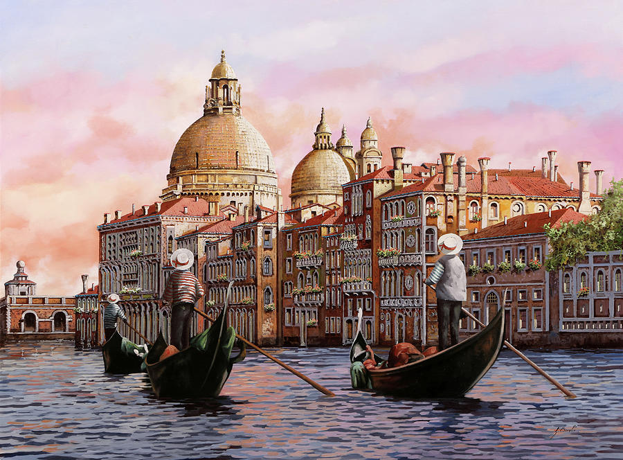 Gondola Painting - Gondolando A Venezia by Guido Borelli