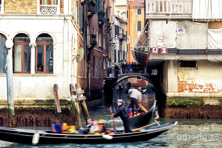 Gondolas Between the Buildings in Venice Italy Photograph by John Rizzuto