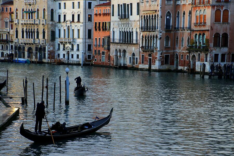 Gondolas on Canal grande in Venice, Italy Photograph by Frans Sellies