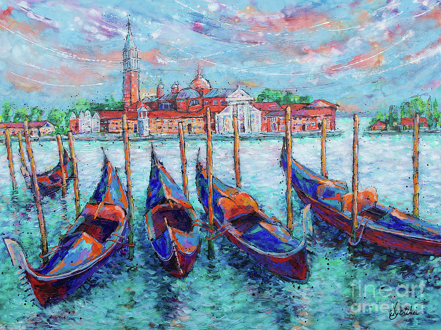 Gondolas on Canal Grande Painting by Jyotika Shroff