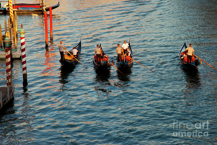 Gondolas On The Grand Canal - Venice Italy Photograph