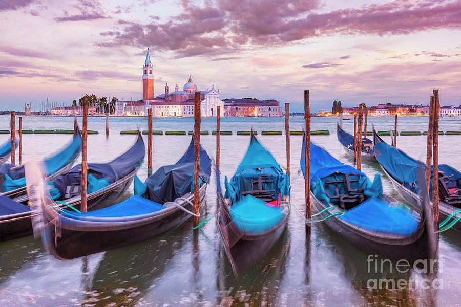 Gondolas on the Venice Lagoon, Italy Photograph by Neale And Judith Clark