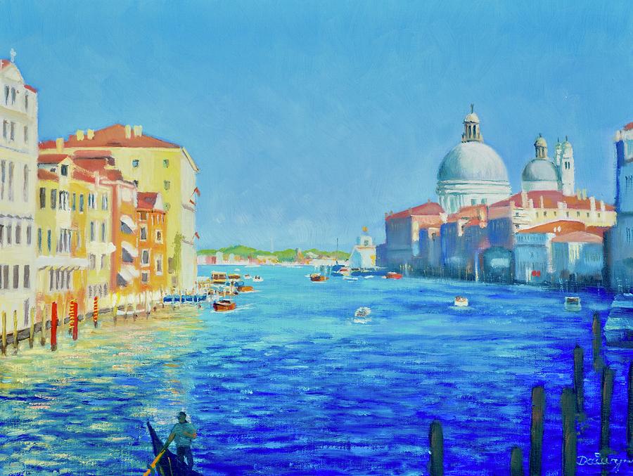 Gondolier and Santa Maria della Salute Venice Painting by Dai Wynn