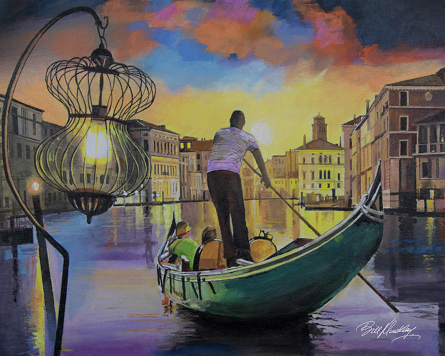Gondolier at Sunset Painting by Bill Dunkley
