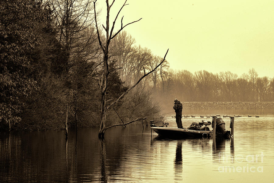 Gone Fishing in sepia Photograph by Paul Ward