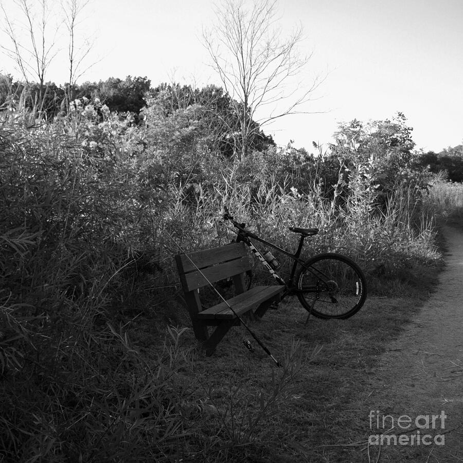 Gone Fishing On The Preserve Trail - Black And White Photograph