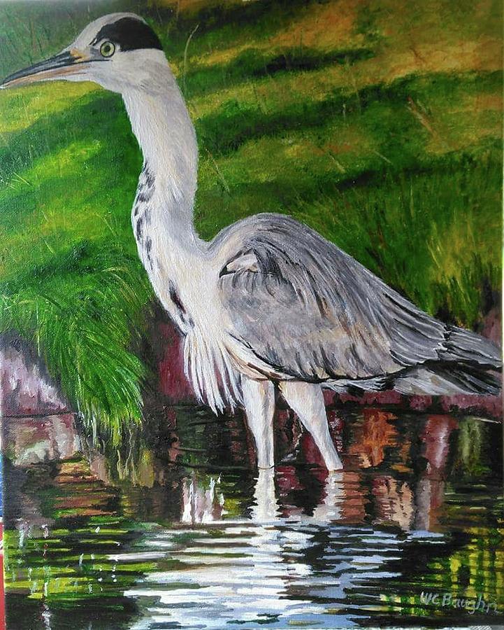Heron Painting - Gone Fishing by Wendy Baughn