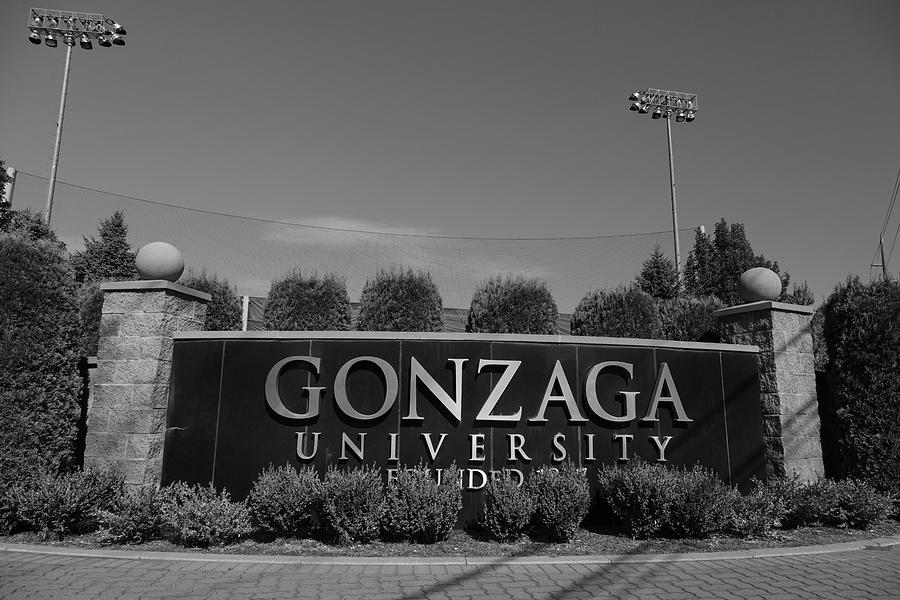 Gonzaga University sign in black and white Photograph by Eldon McGraw