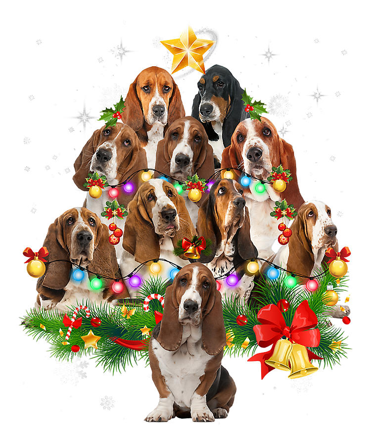 Good Birthday Santa Basset Hound Christmas Dog Tree Lights Pajamas Family  Cute Gifts Drawing by Inny Shop Pixels