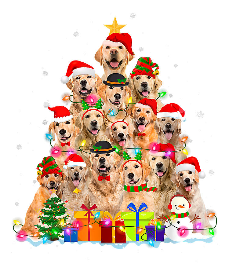 Gift Sticker : Golden Retriever Christmas Dog Present Pet Animal