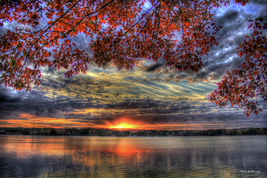 Lake Oconee Ga Good Bye Until Tomorrow Fall Leaves Sunset Landscape Art Photograph