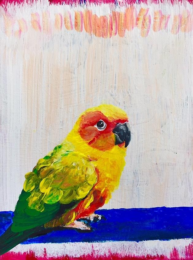 Good Day Sunshine, Sun Conure Painting by Danielle Rosaria