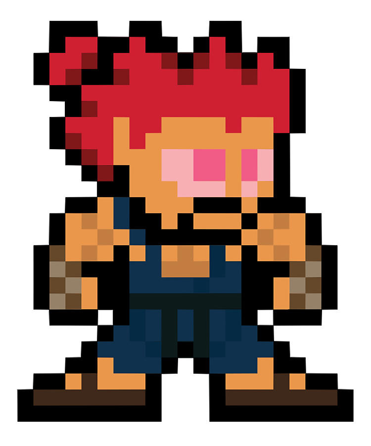 Good Game Bonus Points Akuma Gouki Street Fighter 8-Bit Retro Pixel Art ...