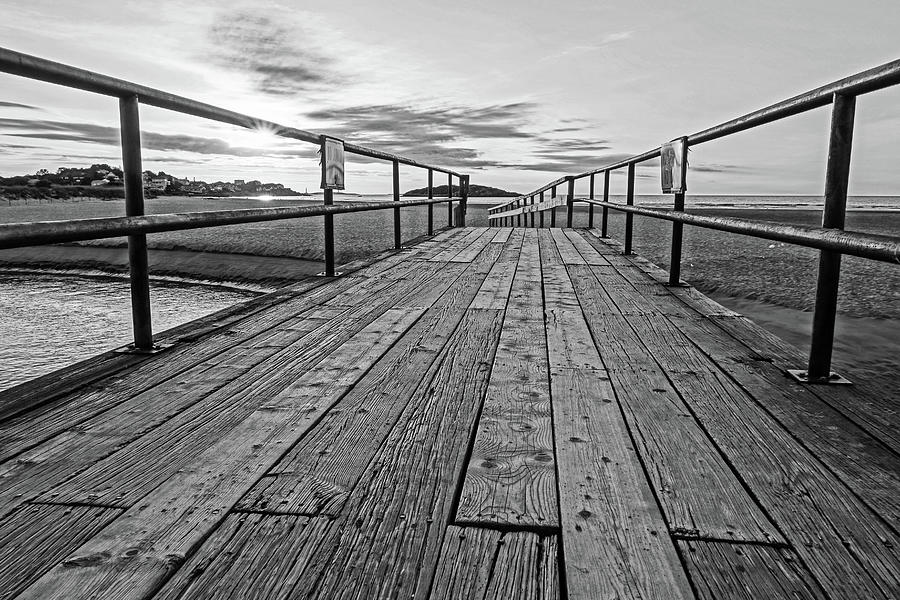 Good Harbor Beach Footbridge Black and White Photograph by Toby McGuire