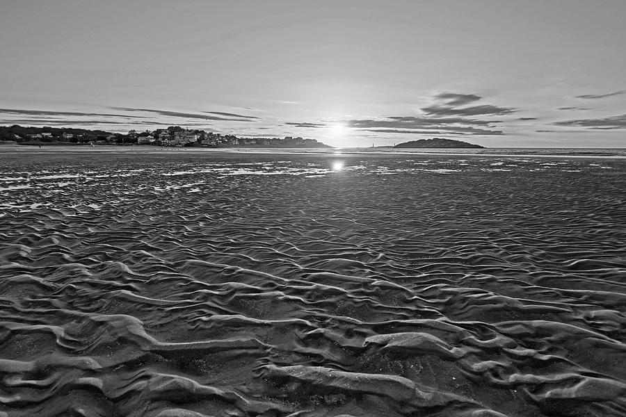 Good Harbor Beach Sunrise Sand Texture Black and White Photograph by Toby McGuire