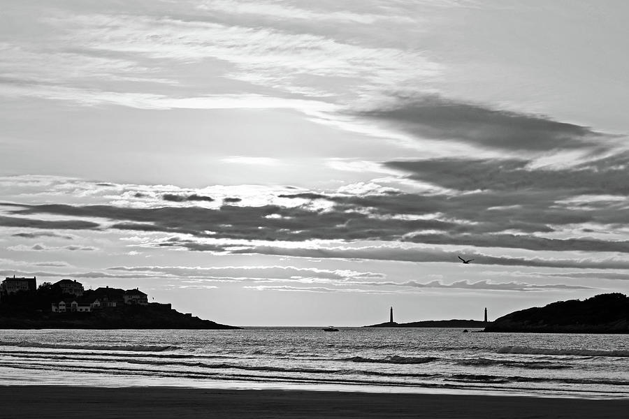 Good Harbor Lighthouses at Sunrise Black and White Photograph by Toby McGuire
