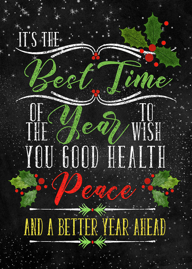 Good Health Peace and Better Year Holiday Chalkboard Digital Art by Doreen Erhardt