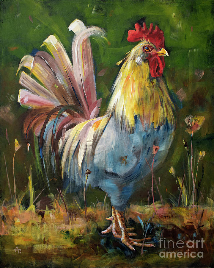 Good Looking -  Rooster Painting by Annie Troe