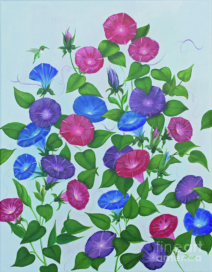 Good Morning Glories Painting by Jimmie Bartlett