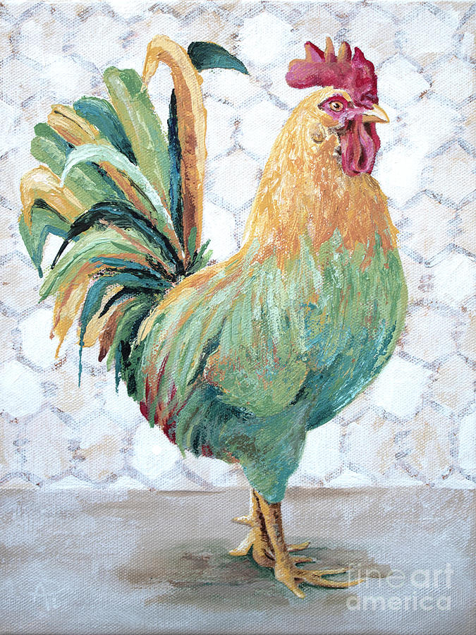 Good Morning - Rooster Painting Painting by Annie Troe