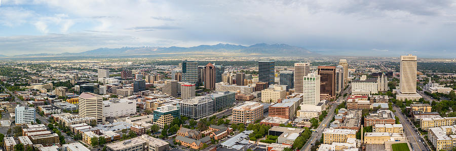 Good morning Salt Lake City! In Utah, seen from air, panorama Photograph by Olaser