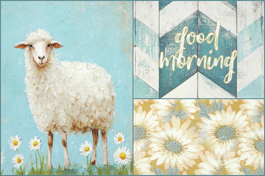 Good Morning Sheep Painting by Tina LeCour Good Morning Sheep Painting by Tina LeCour