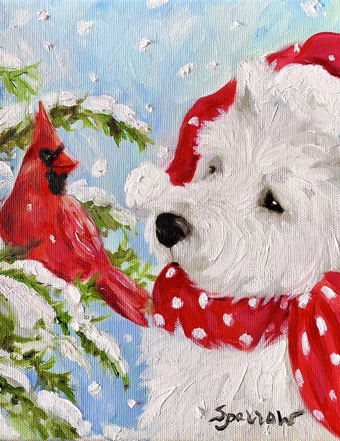 Christmas Painting - Good Tidings by Mary Sparrow