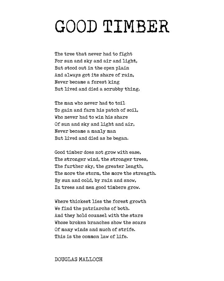 Good Timber Douglas Malloch Poem Literature Typewriter Print 1