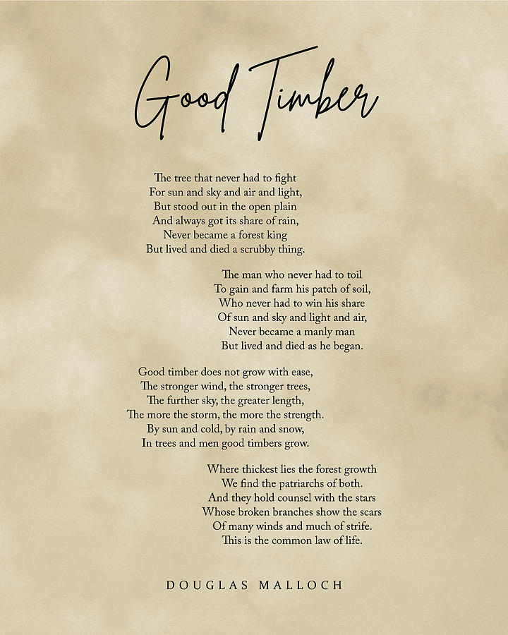 Good Timber - Douglas Malloch Poem - Literature - Typography 3 - Vintage Digital Art