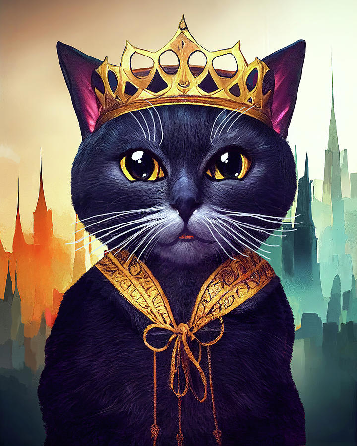 Good To be King - Grey Cat Digital Art by Mark Tisdale