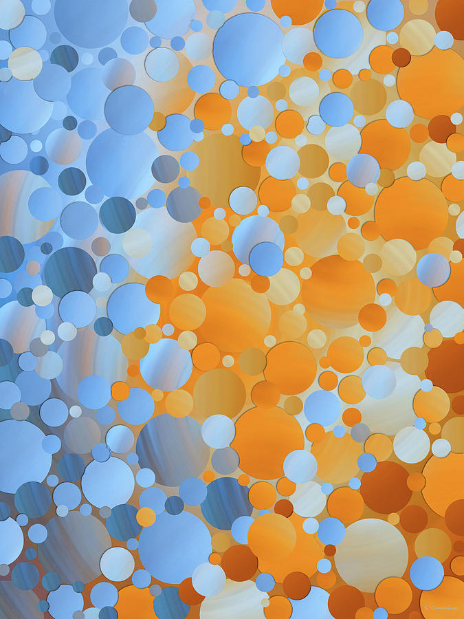 Abstract Painting - Good Vibes - Blue And Orange Abstract Art by Sharon Cummings