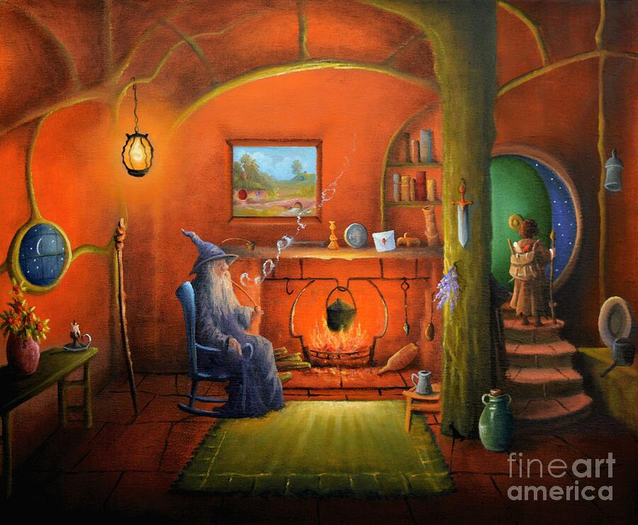 The Hobbit Painting - A cosy Fire. by Joe Gilronan