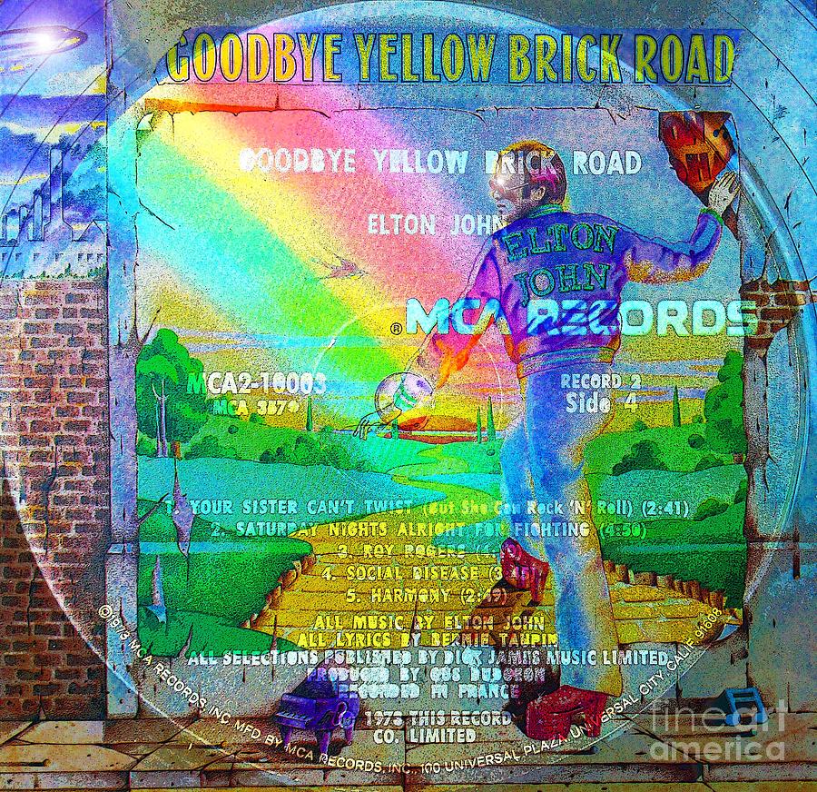 Goodbye Yellow Brick Road album record label art Mixed Media by David Lee Thompson
